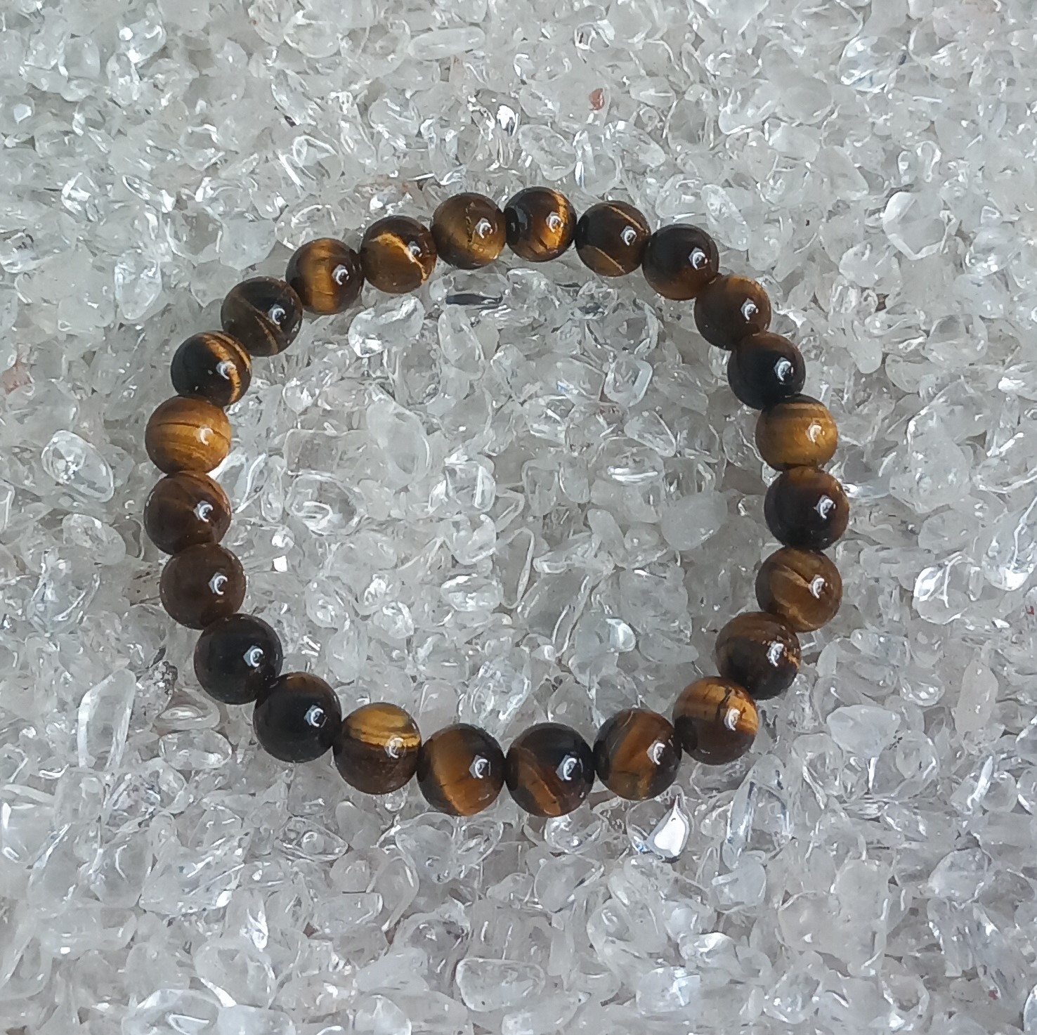 Gouden tijgeroog 8 mm kralen armband